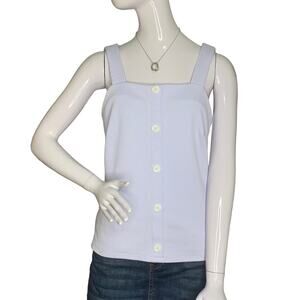 Ann Taylor Periwinkle Preppy Top Size S Sleeveless Mock Button Down